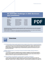 GS SUSTAIN: Challenges in ESG Disclosure and Consistency: October 2009