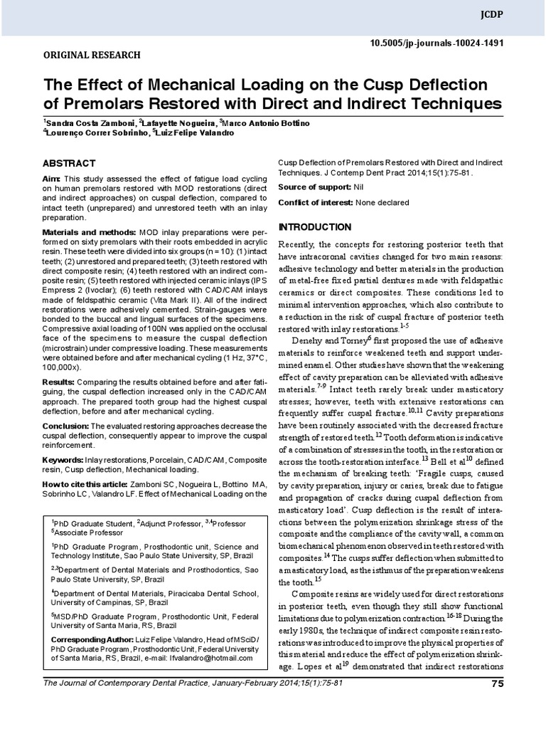 Cusp Deflection PDF PDF Dental Composite Fracture