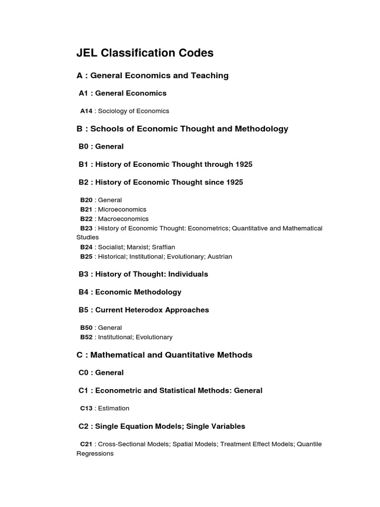 JEL Classification Codes PDF PDF Macroeconomics Economics