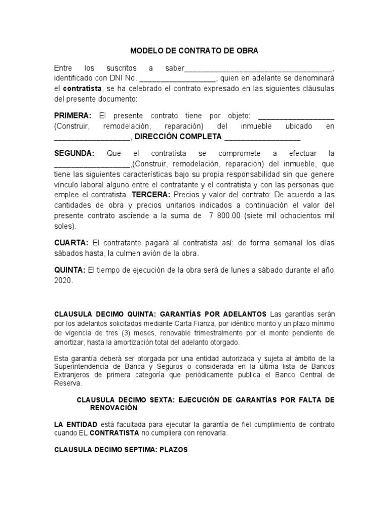 Modelo Contrato De Construccion | Porn Sex Picture