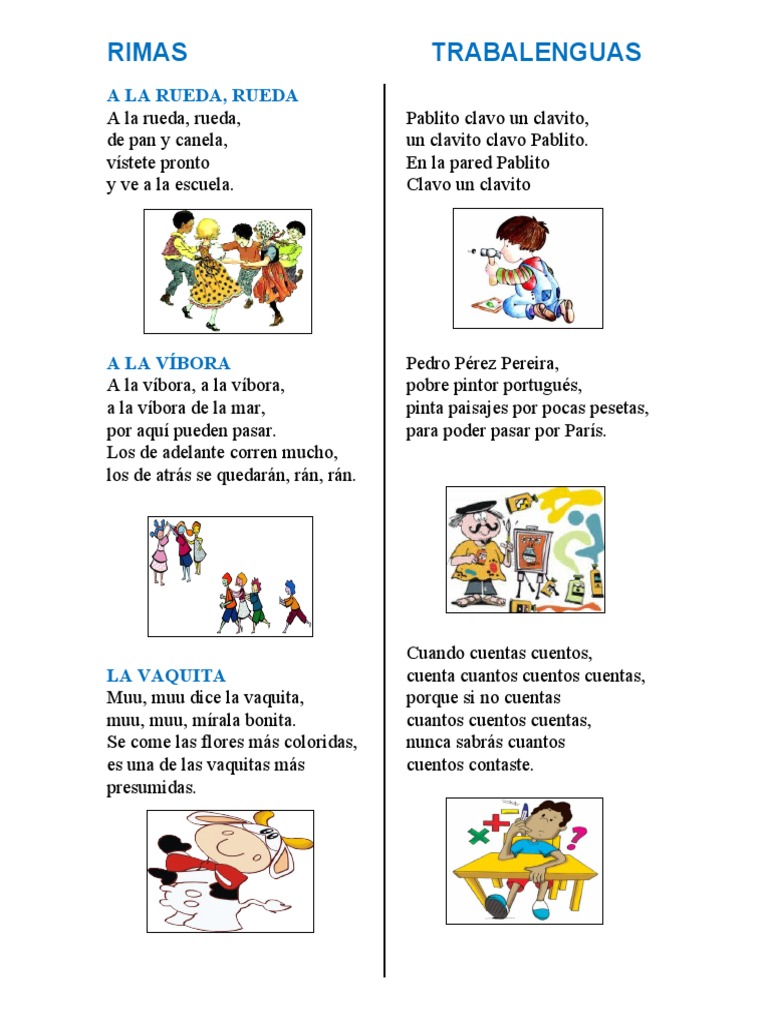 3 Rimas y Trabalenguas | PDF | Arte | Clásicos