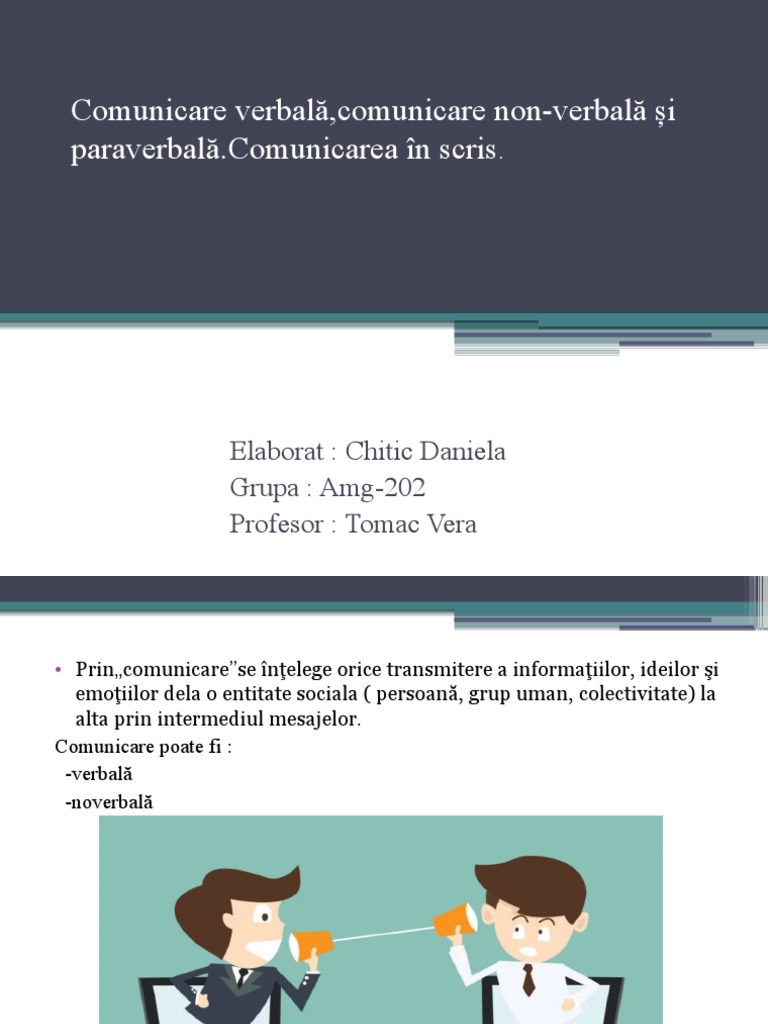 Comunicare Verbală, Comunicare Non-Verbală Și Paraverbală | PDF
