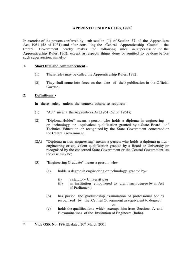 Apprenticeship Rules 1992 | PDF | Apprenticeship | Vocational Education