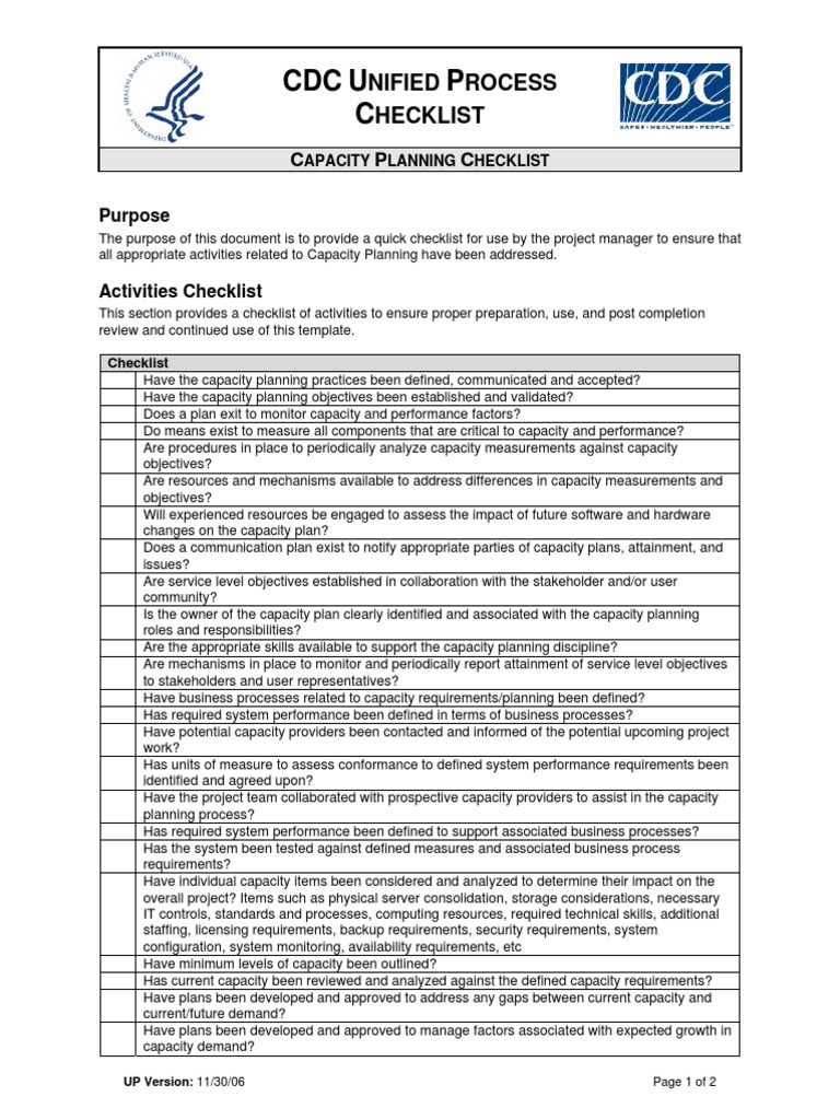 CDC U P C: Nified Rocess Hecklist | PDF | System | Resource