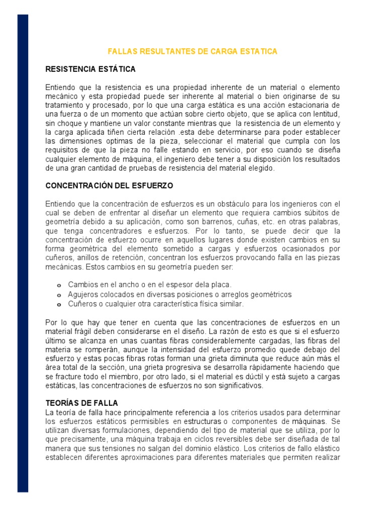 Fallas Resultantes De Carga Estatica Pdf Mecánica De Fractura