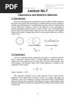 Lecture No.7: Capacitance and Dielectric Materials