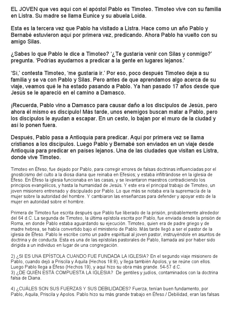 Timoteo: Discípulo y Pastor en Éfeso | PDF | Pablo el apóstol | Bernabé