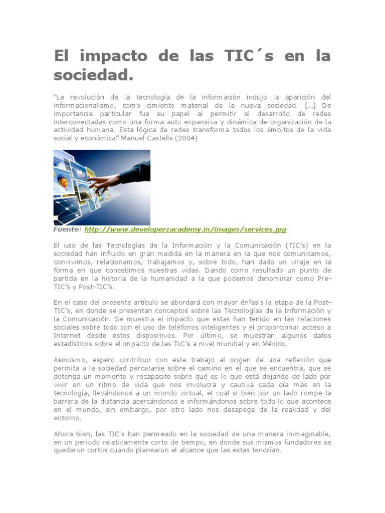 El Impacto de Las TIC en La Sociedad | PDF | Android (sistema operativo ...