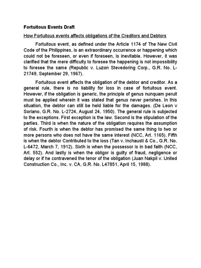 Fortuitous Events and Legal Obligations | PDF | Politics | Social Science