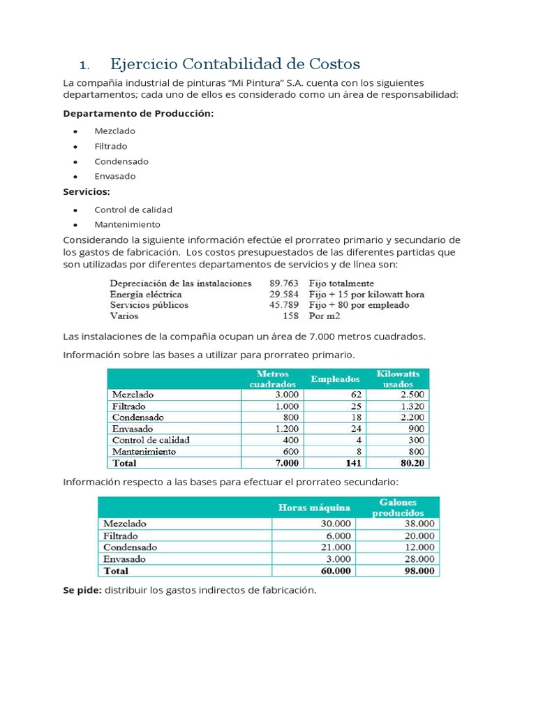 Ejercicios de Contabilidad de Costos | PDF | Contabilidad de costos | Costo
