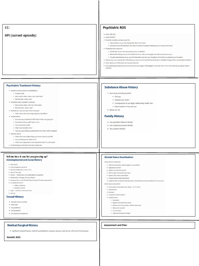 Psychiatric and Somatic ROS Overview | PDF