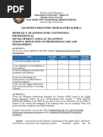 Learning Delivery Modalities (LDM) 2 Module 4: Planning For Continuing Professional Development and Lac Planning