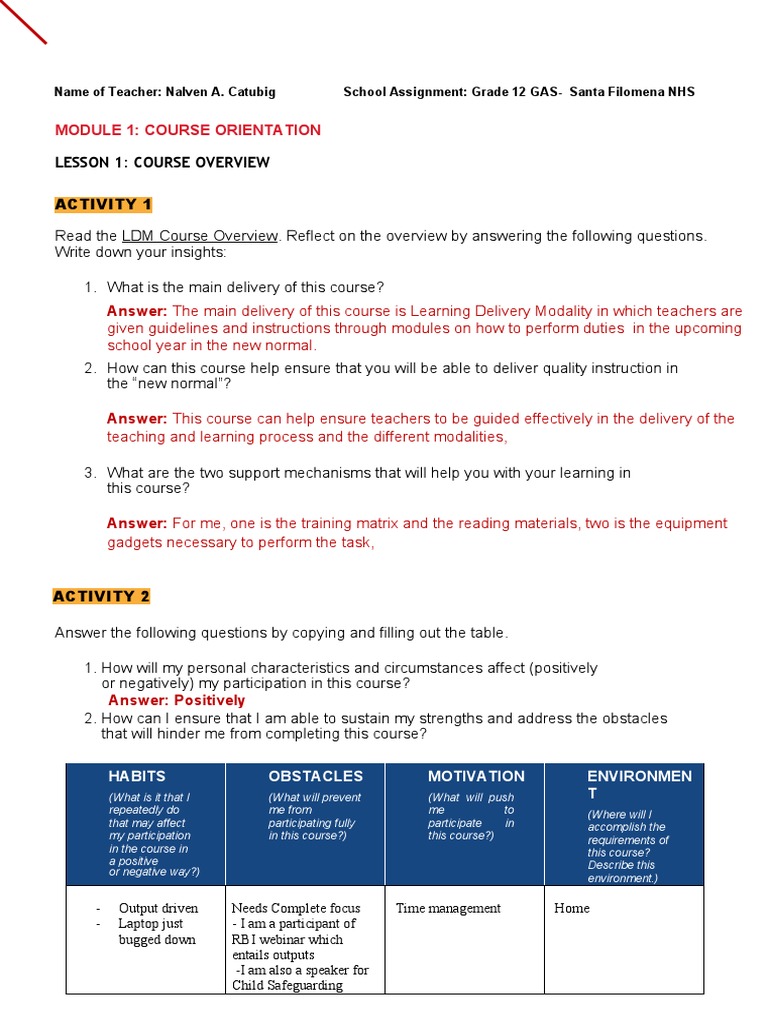 LDM List of Activities | PDF | Learning | Teachers
