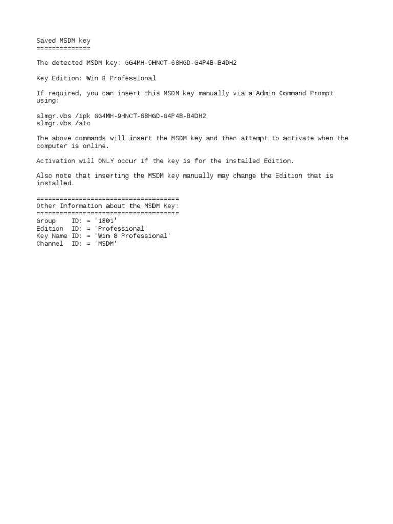 MSDM Key | PDF