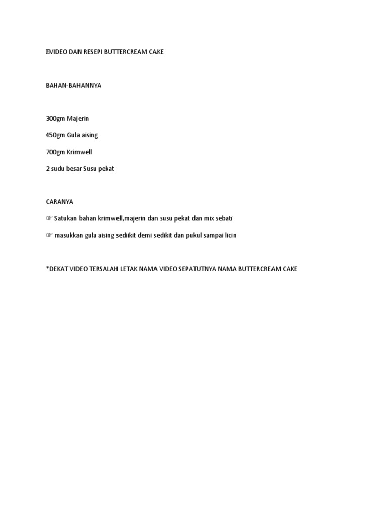 Resepi Buttercream Pdf