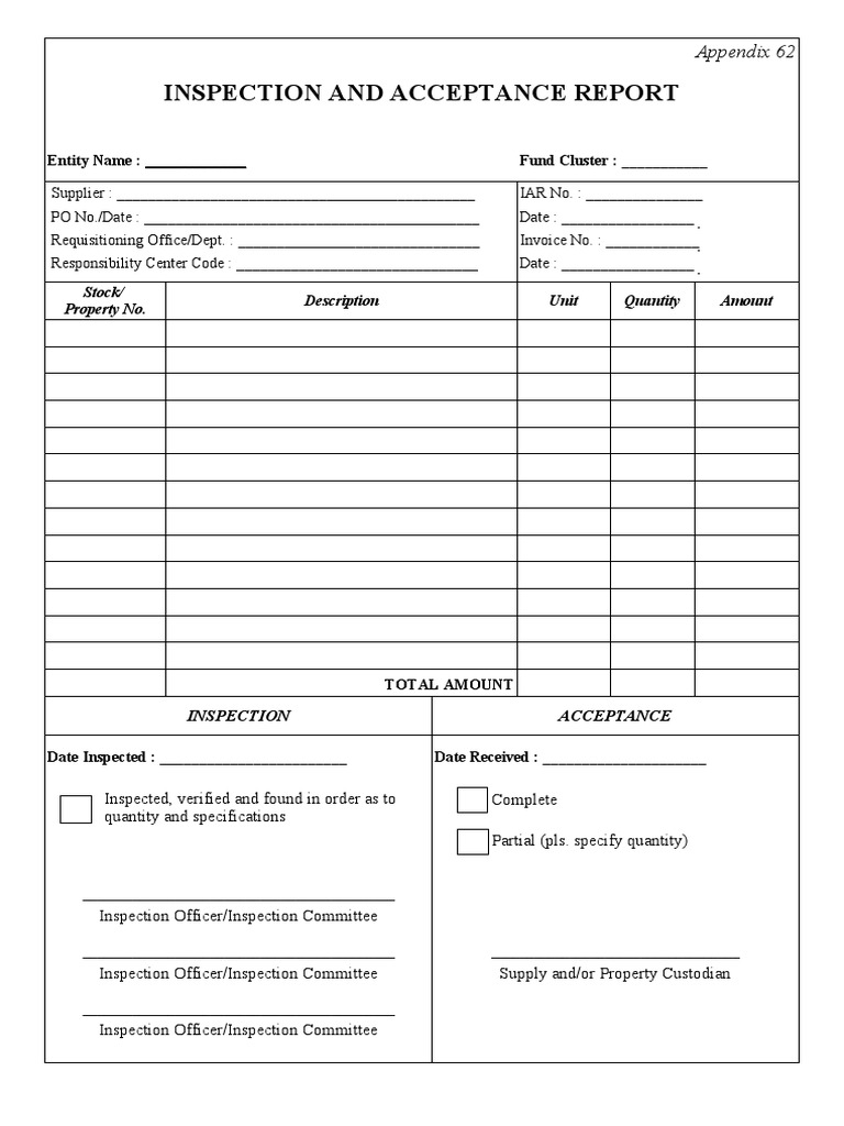 Appendix 62IAR (Inspection and Acceptance Report) PDF