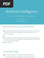 Artificial Intelligence: Lecture 2: First Order Logic 2 Solve Problems