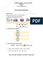 Evaluación Diagnóstica: Primaria 4° Inglés 3 de Septiembre 2020