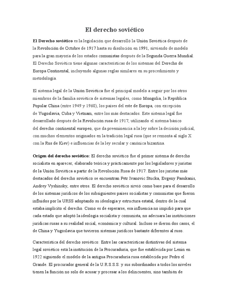 El Derecho Soviético PDF Información del gobierno Principios éticos