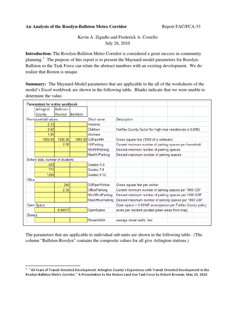 Analysis of The Rosslyn Ballston Metro Corridor by Fred Costello PDF