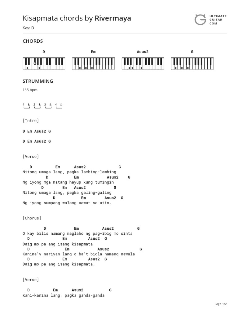 Kisapmata Chords by Rivermayatabs at Ultimate Guitar Archive PDF