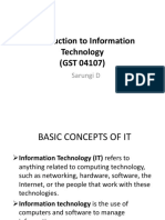 Introduction To Information Technology (GST 04107) : Sarungi D