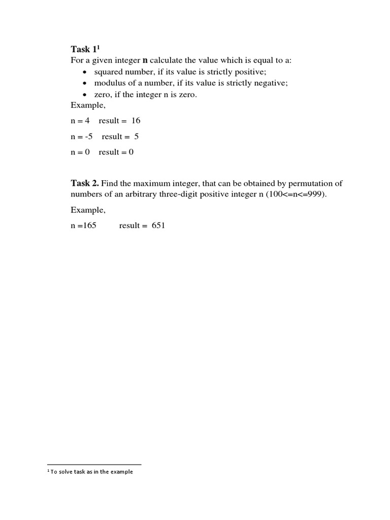 Task Solutions for Integer Calculations | PDF