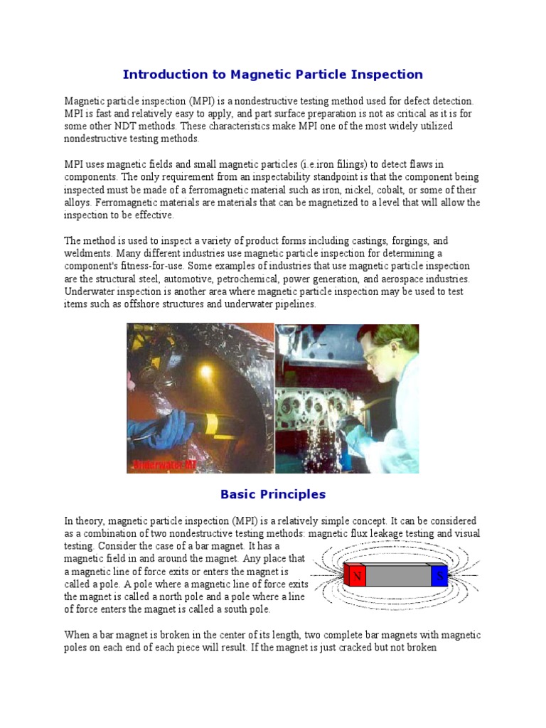 Overview of Magnetic Particle Inspection | PDF | Magnetic Field | Magnetism