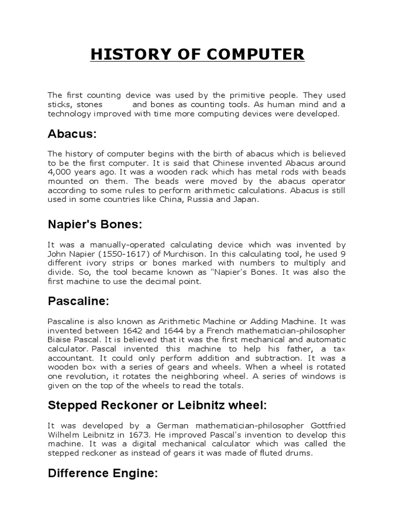 History of Computer | PDF | Integrated Circuit | Machines