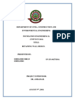 Department of Civil, Construction and Environmental Engineering . (UNIT ECE 2414) Title: Retaining Wall Design