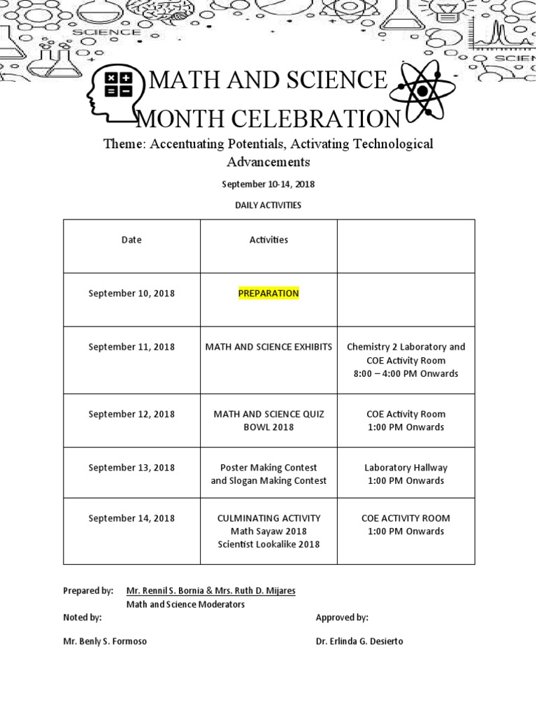 Math and Science Month Activities 2018 | PDF