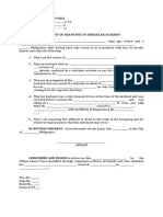 Affidavit of Death Due To Vehicle Accident - For Insurance Claim