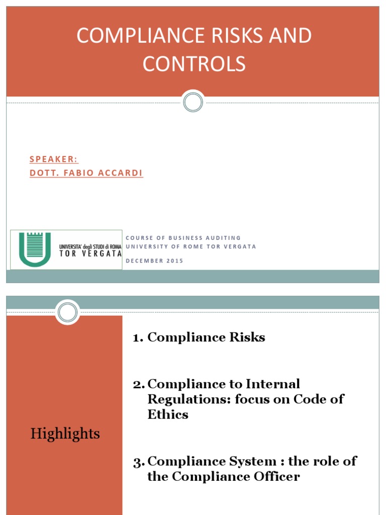 Managing Compliance Risks in Business | PDF | Regulatory Compliance | Risk
