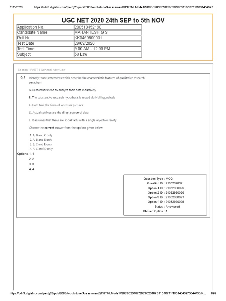UGC NET 2020 24th SEP To 5th NOV | PDF | Multiple Choice | Tests