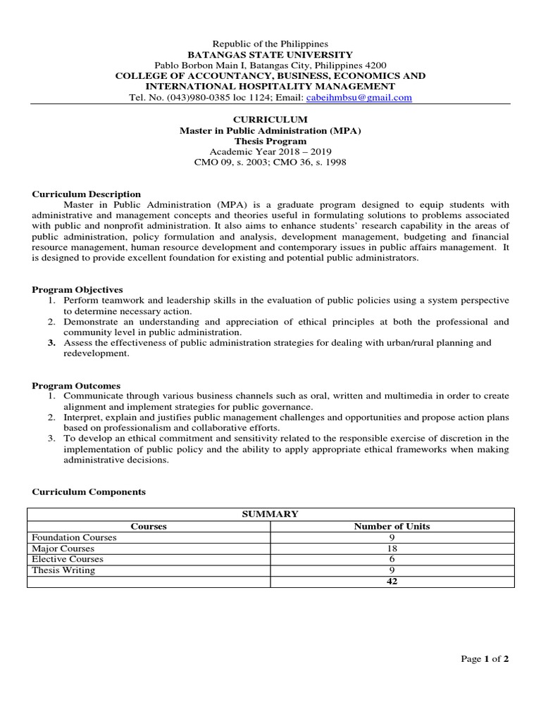 Master-in-Public-Administration-MPA - Batangas State University | PDF ...