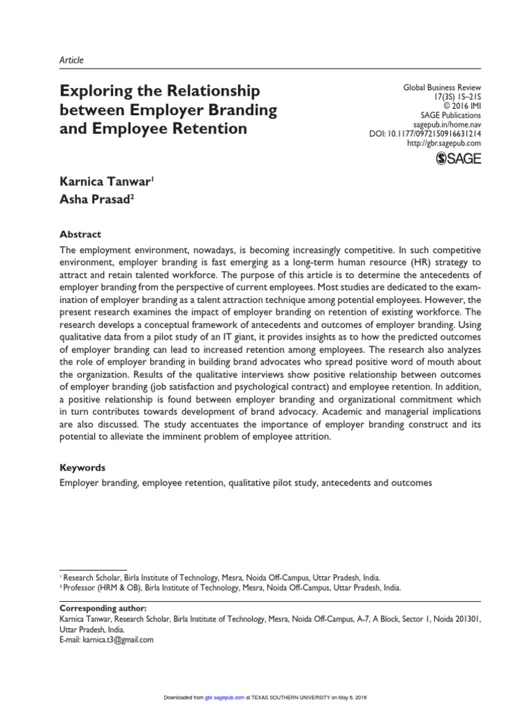 Exploring The Relationship Between Employer Branding and Employee ...