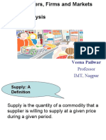 Consumers, Firms and Markets: Supply Analysis