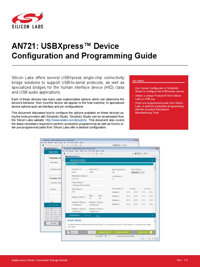 An721: Usbxpress™ Device Configuration and Programming Guide | PDF ...