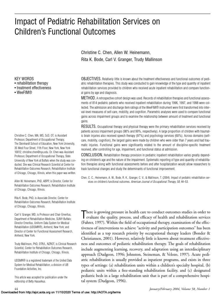 Pediatric Rehabilitation Services | PDF | Physical Therapy | Traumatic ...