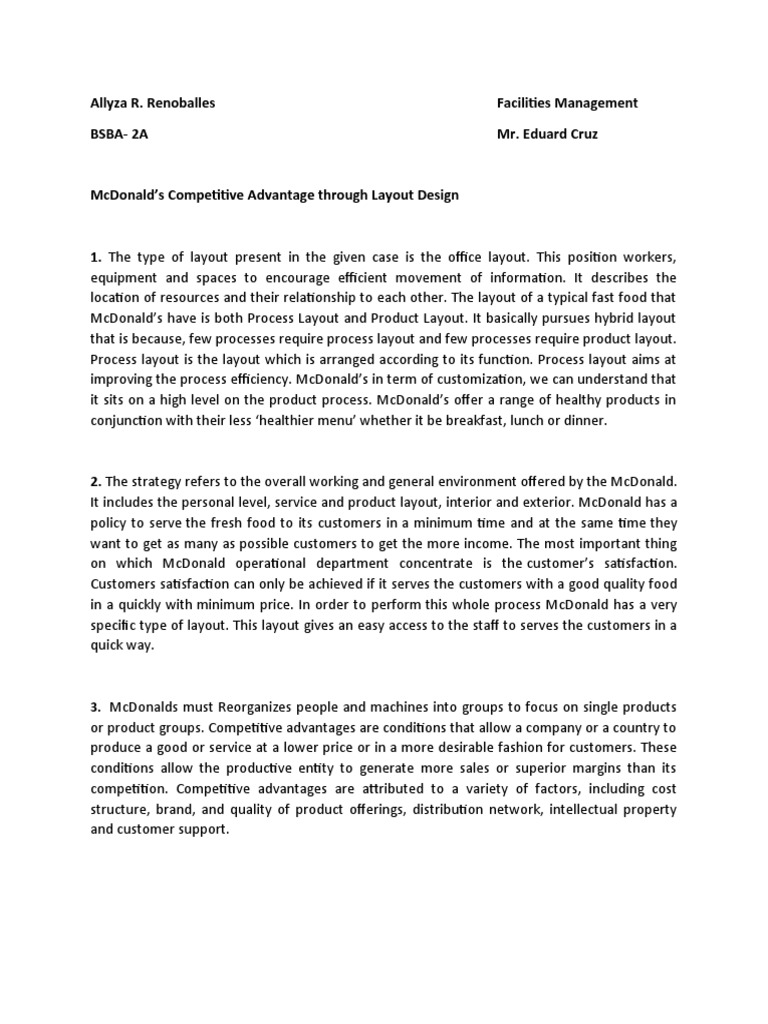McDonald's Layout Design for Competitive Edge | PDF | Business