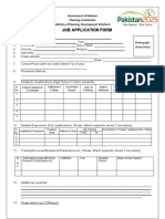 Job Application Form: Government of Pakistan Planning Commission Ministry of Planning, Development & Reform