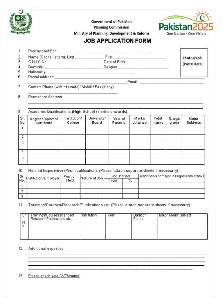 Seeking a Position A Job Application for the Government of Pakistan