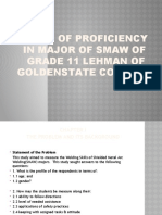 Level of Proficiency in Major of Smaw of Grade 11 Lehman of Goldenstate College