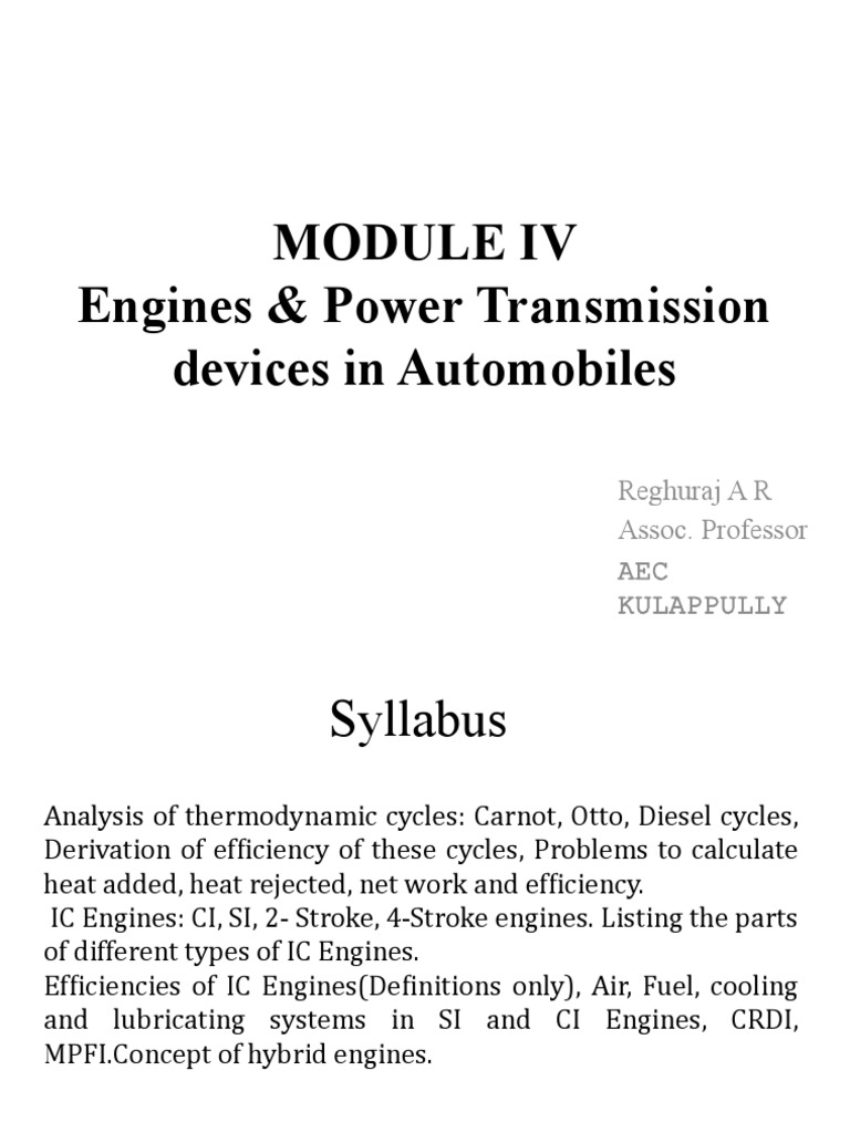 Automobile Engine Power Transmission Systems | PDF | Internal ...