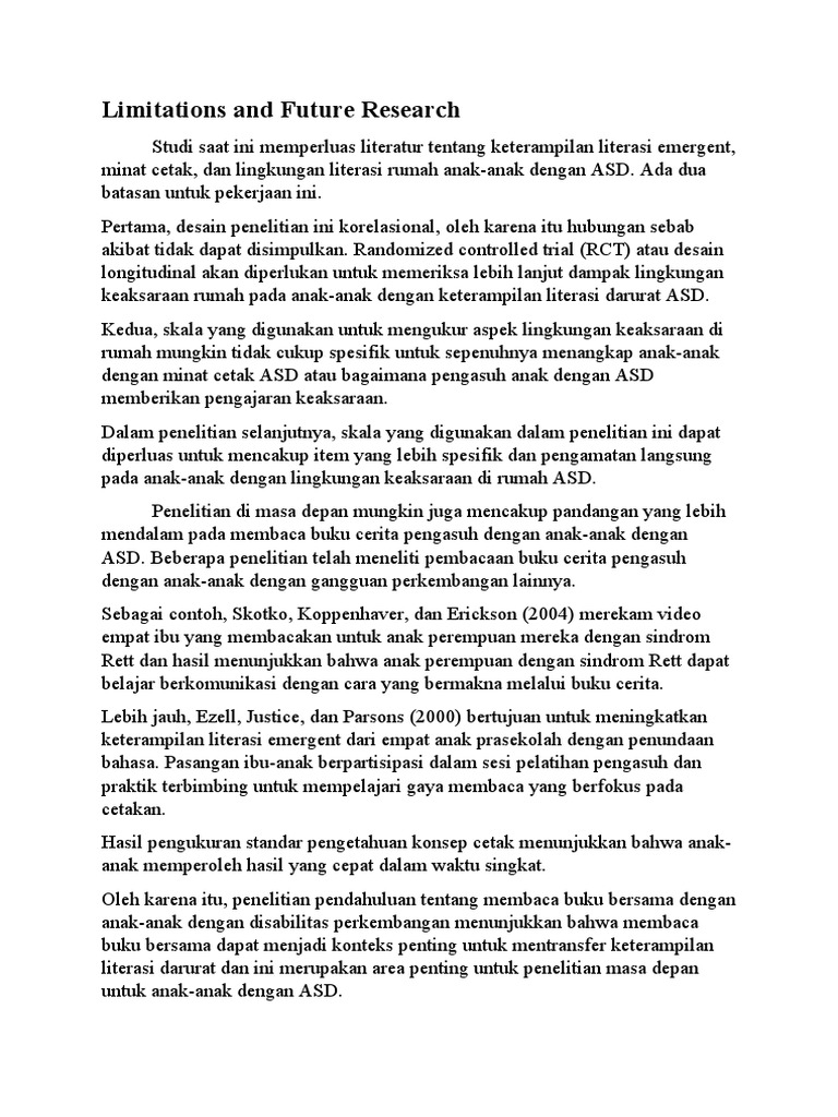 Batasan dan Riset Masa Depan ASD | PDF | Kesehatan Holistik