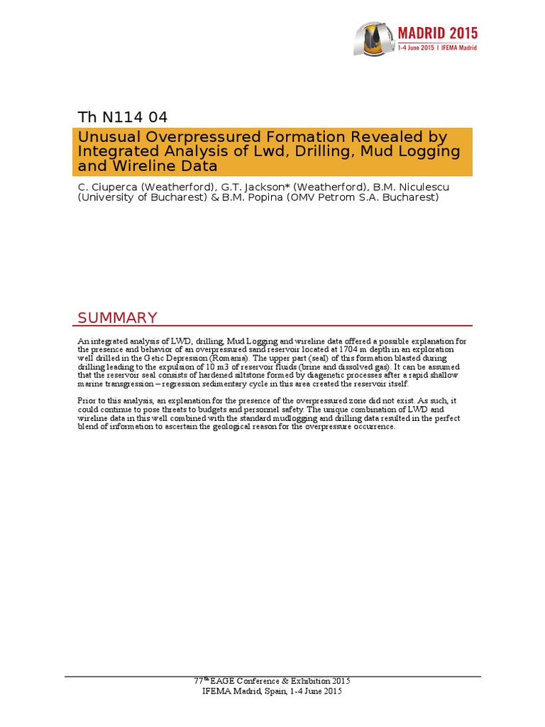 Overpressured Formation Analysis in Romania | PDF | Petroleum Reservoir ...