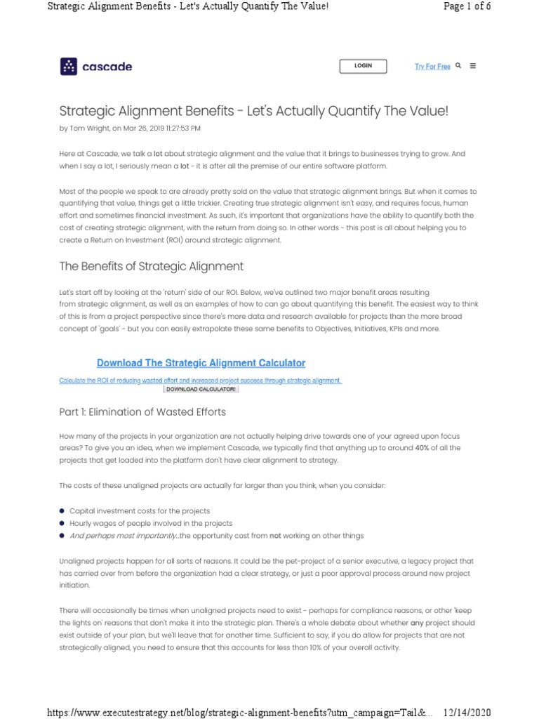 Strategic Alignment Benefits - Let's Actually Quantify The Value! | PDF ...