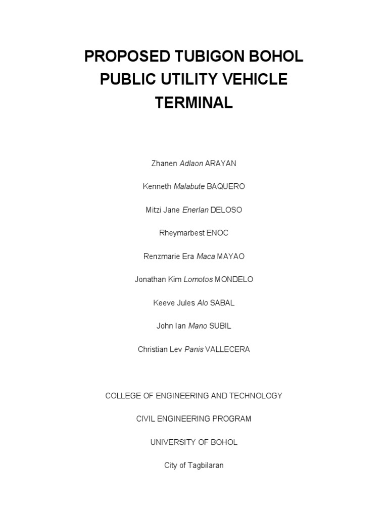 Proposed Tubigon PUV Terminal Plan | PDF | Business | Technology ...
