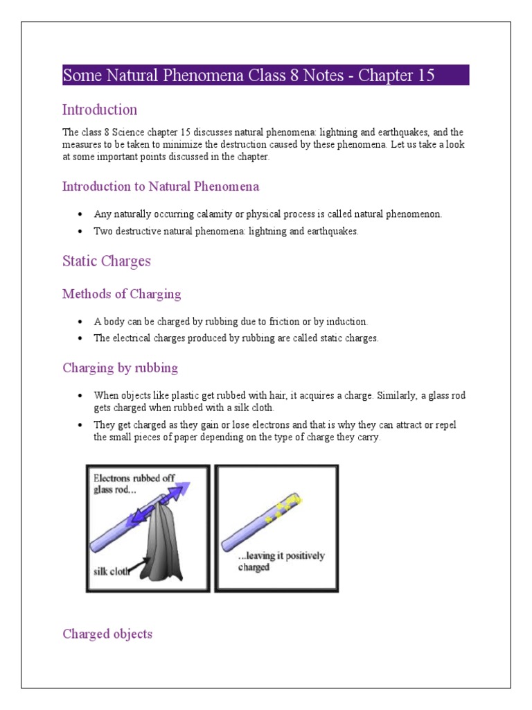 Some Natural Phenomena Class 8 Notes Pdf Electric Charge Lightning