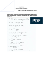 TALLER SOBRE REACCIONES DE ALCOHOLES